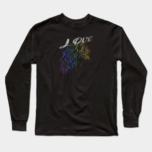 LGBTQ, Girls, Kiss, Gay, Rainbow Colors, Tee Long Sleeve T-Shirt